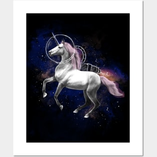 Space Fantasy Unicorn - Galaxy Rainbow Astronaut Posters and Art